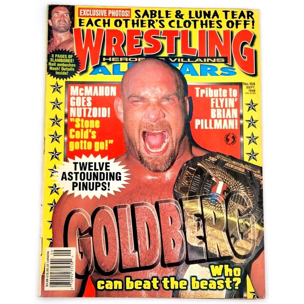 WRESTLING HEROES & VILLIANS ALL-STARS SEPT 1998 - GOLDBERG / BRETT HART